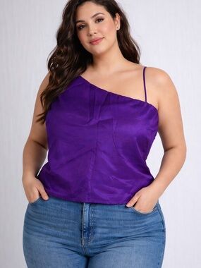 ZARA Women's One-Shoulder Satin Top Purple Size Large
NWT